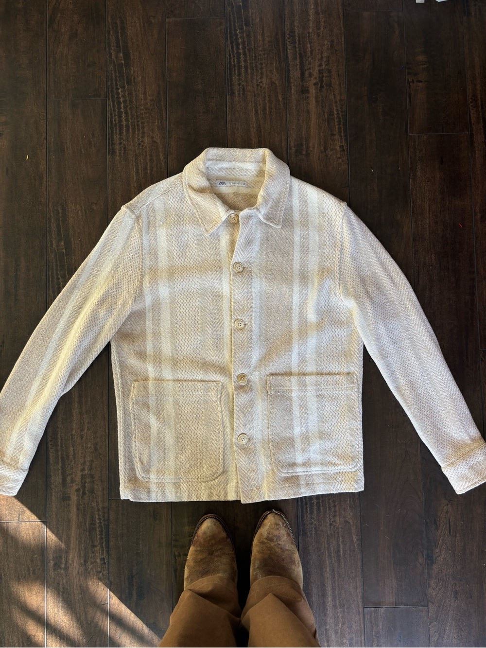 Cream Textured Chore Jacket